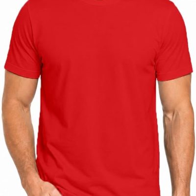 Men’s 100% Cotton T-Shirt, Crew Neck Soft Premium Regular Fit Tee, Plain Short Sleeve Comfort Fit Tees for Men - Red (S) Pack of 1