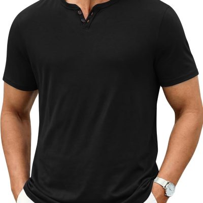 Men's T Shirts Short Sleeve Casual V Neck T-Shirt Soft Notch Neck Tee Classic Plain Shirts