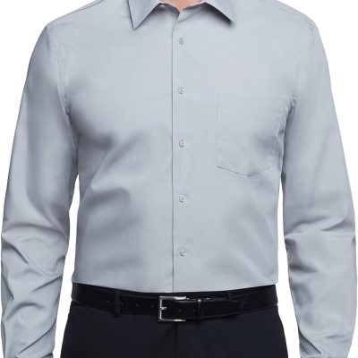 Mens Dress Shirt Regular Fit Poplin Solid