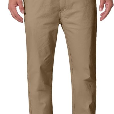 Mens Elastic Waist Twill Pants for Seniors – Pull On Comfort Pants with Stretch Waistband, Relaxed Fit