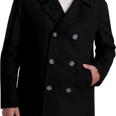 Men's Wool Blend Peacoat – Double-Breasted Winter Coat