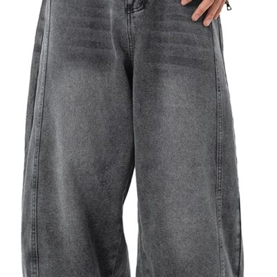 Mens Baggy Jeans Y2k Wide Leg Loose Fit Jeans Streetwear Denim Washed Hip Hop Pants