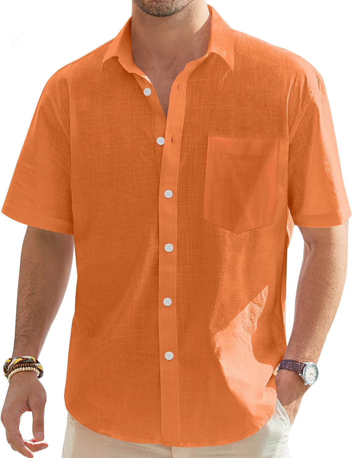 Men’s Lightweight Cotton Casual Button Down Shirt