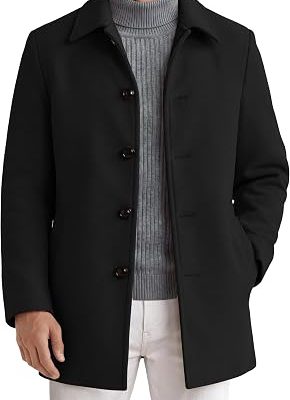Mens Pea Coat Slim Fit Winter Overcoat Mid Length Trench Coat