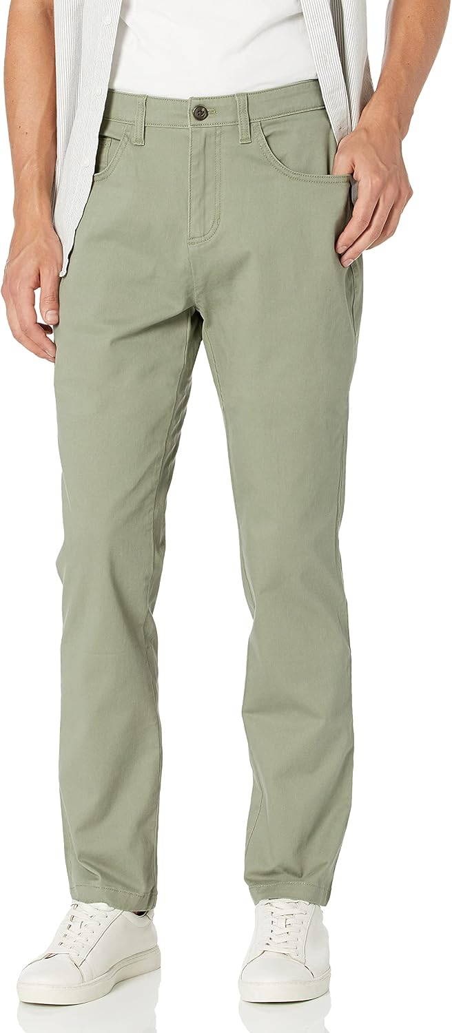 Men's Athletic Fit Chinos, Work Pants, 5-Pocket, Cotton Stretch