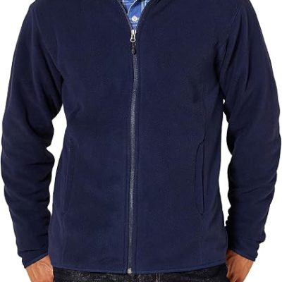 Men's Full-Zip Polar Fleece Jacket with Zippered Pockets for Cold Outdoor Weather