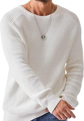 Men's Crewneck Pullover Sweater Waffle Knitted Sweaters