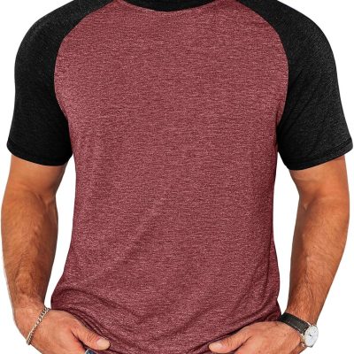 Men’s Casual Crew Neck Baseball Style Short Sleeve T-Shirt