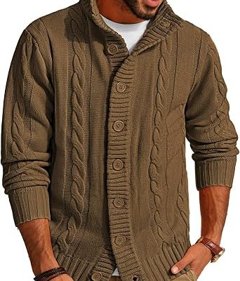 Men’s Button Front Knit Cardigan – Casual Layering Sweater for Cool Weather