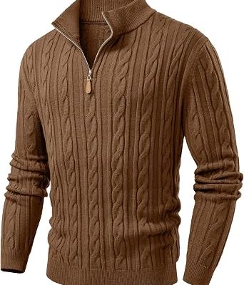Men’s Quarter-Zip Knit Pullover – Smart Casual Sweater for Fall & Winter Layering