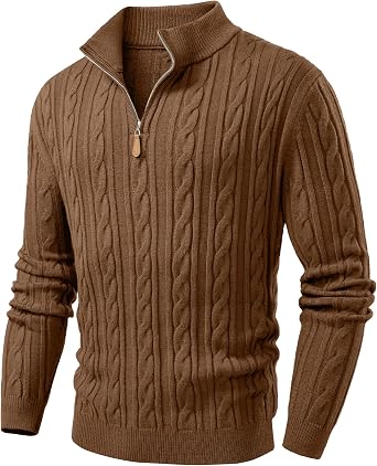Men’s Quarter-Zip Knit Pullover – Smart Casual Sweater for Fall & Winter Layering