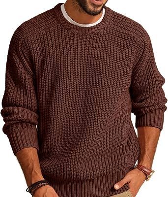 Men Crew Neck Textured Fisherman Sweater