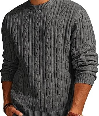 Men’s Modern Crewneck Knit Sweater – Soft Lightweight Pullover for Casual & Business Looks