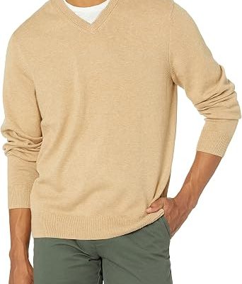 Men's Regular Fit Cotton V-Neck Pullover Sweater