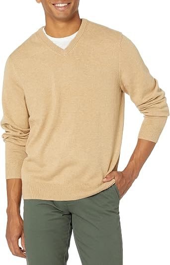 Men's Regular Fit Cotton V-Neck Pullover Sweater