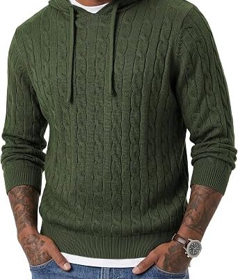 Men’s Hooded Collar Knit Sweater – Casual Pullover Top for Relaxed Fall & Winter Looks