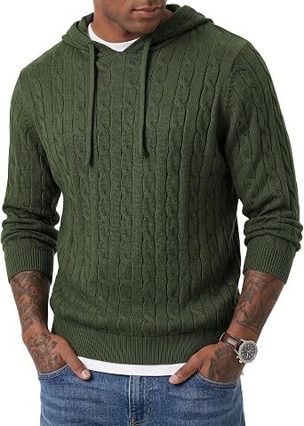 Men’s Hooded Collar Knit Sweater – Casual Pullover Top for Relaxed Fall & Winter Looks