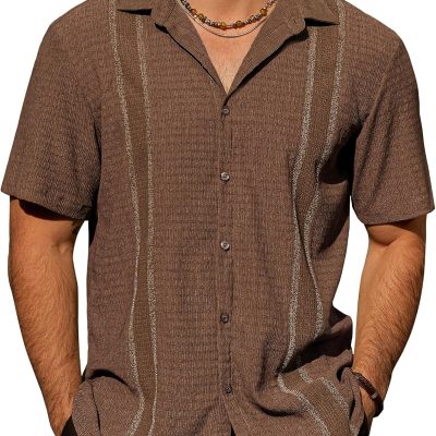 Men’s Casual Short Sleeve Button Down Hawaiian Shirt