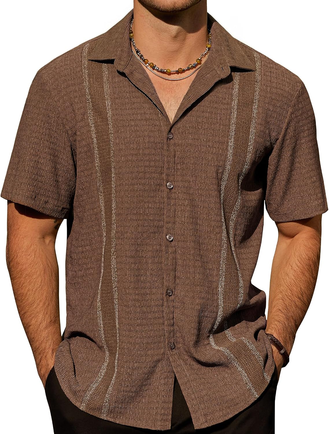 Men’s Casual Short Sleeve Button Down Hawaiian Shirt