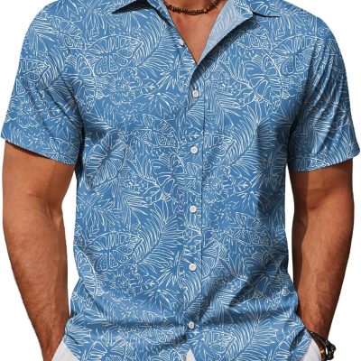 Mens Hawaiian Shirts Short Sleeve Button Down Aloha Shirt Casual Beach Clothes